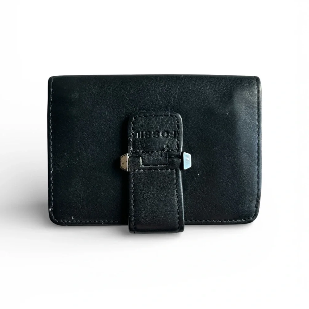 Fossil Black Leather small wallet card holder